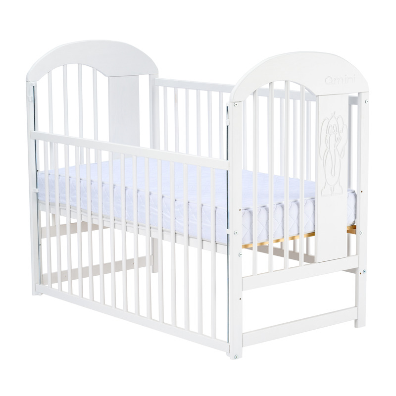 Patut din lemn Julia II Elefantel 120x60 cm cu laterala culisanta Alb - Qmini [2]