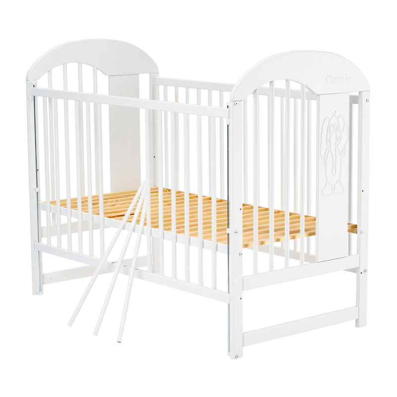 Patut din lemn Julia II Elefantel 120x60 cm cu laterala culisanta Alb - Qmini [9]