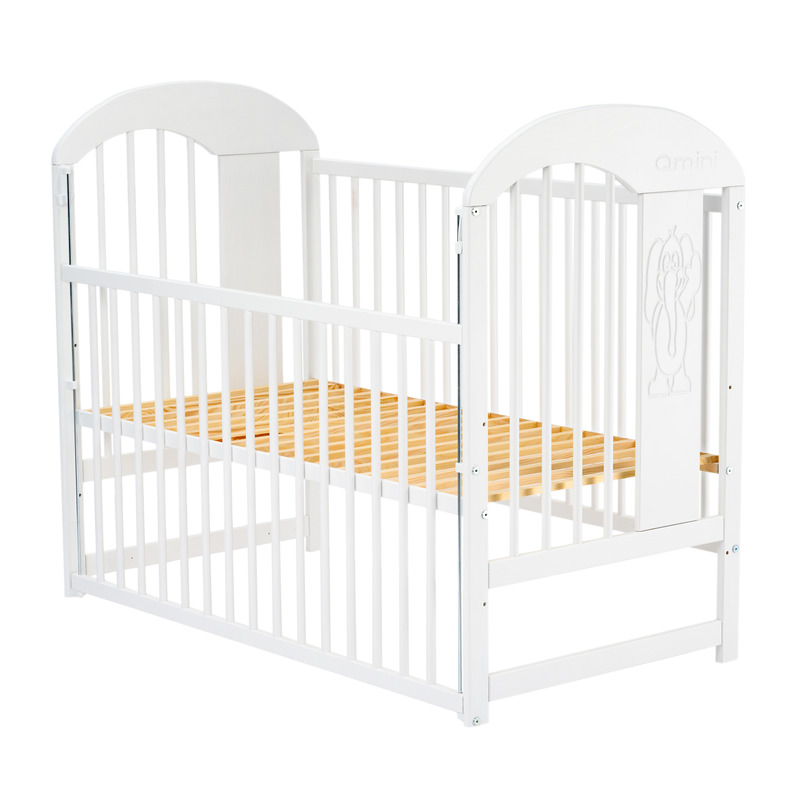 Patut din lemn Julia II Elefantel 120x60 cm cu laterala culisanta Alb - Qmini [10]