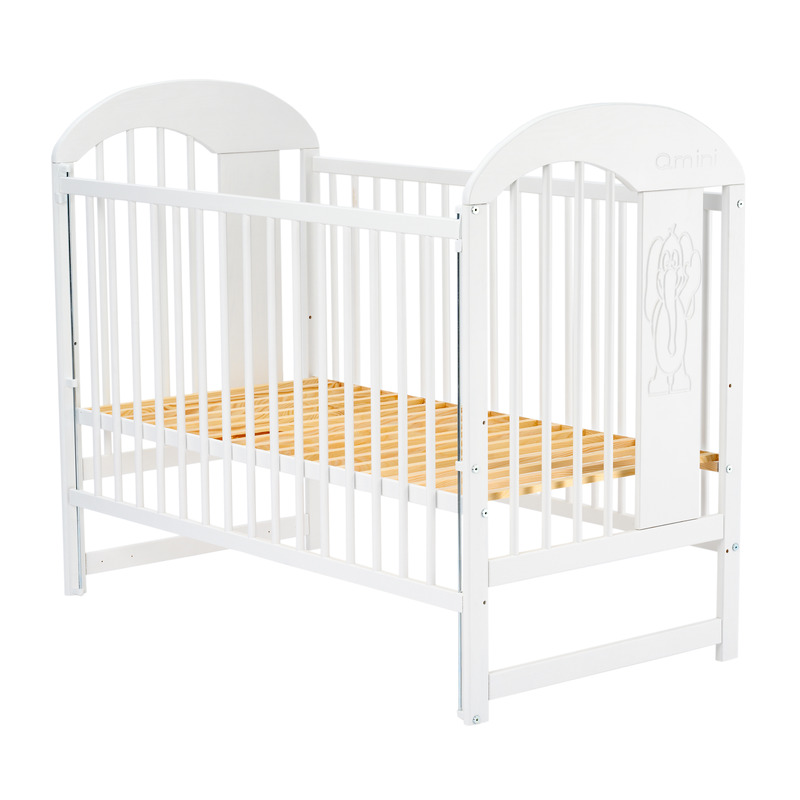 Patut din lemn Julia II Elefantel 120x60 cm cu laterala culisanta Alb - Qmini [8]