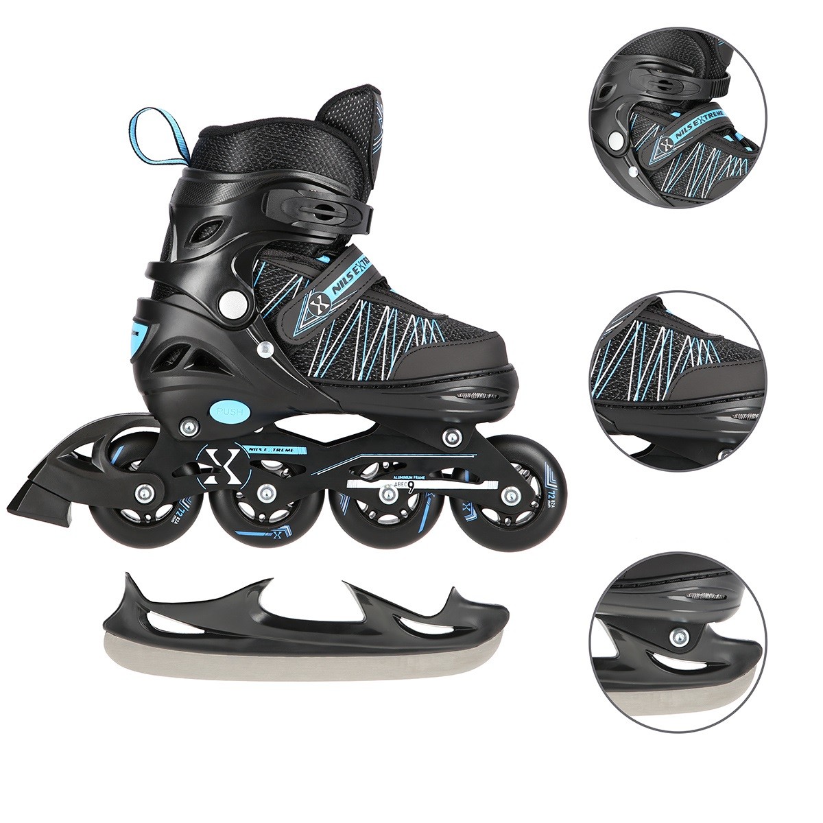 Role Reglabile 2in1 Nils Extreme NH11912A Negru/Albastru [7]