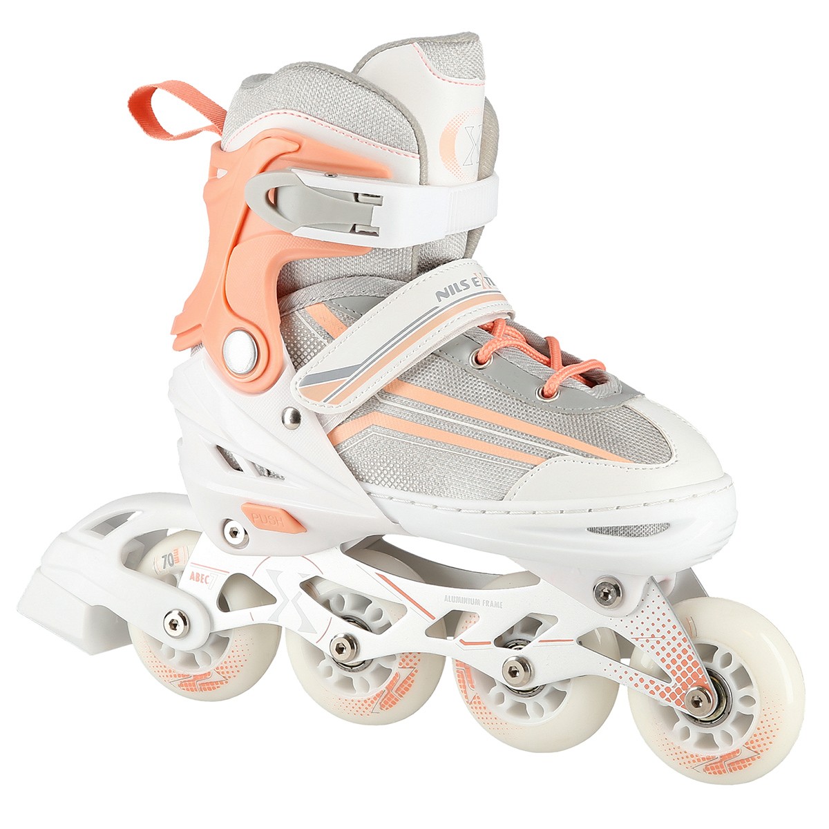 Patine de gheata - Role Reglabile 2in1 Nils Extreme NH18190 Alb/Roz