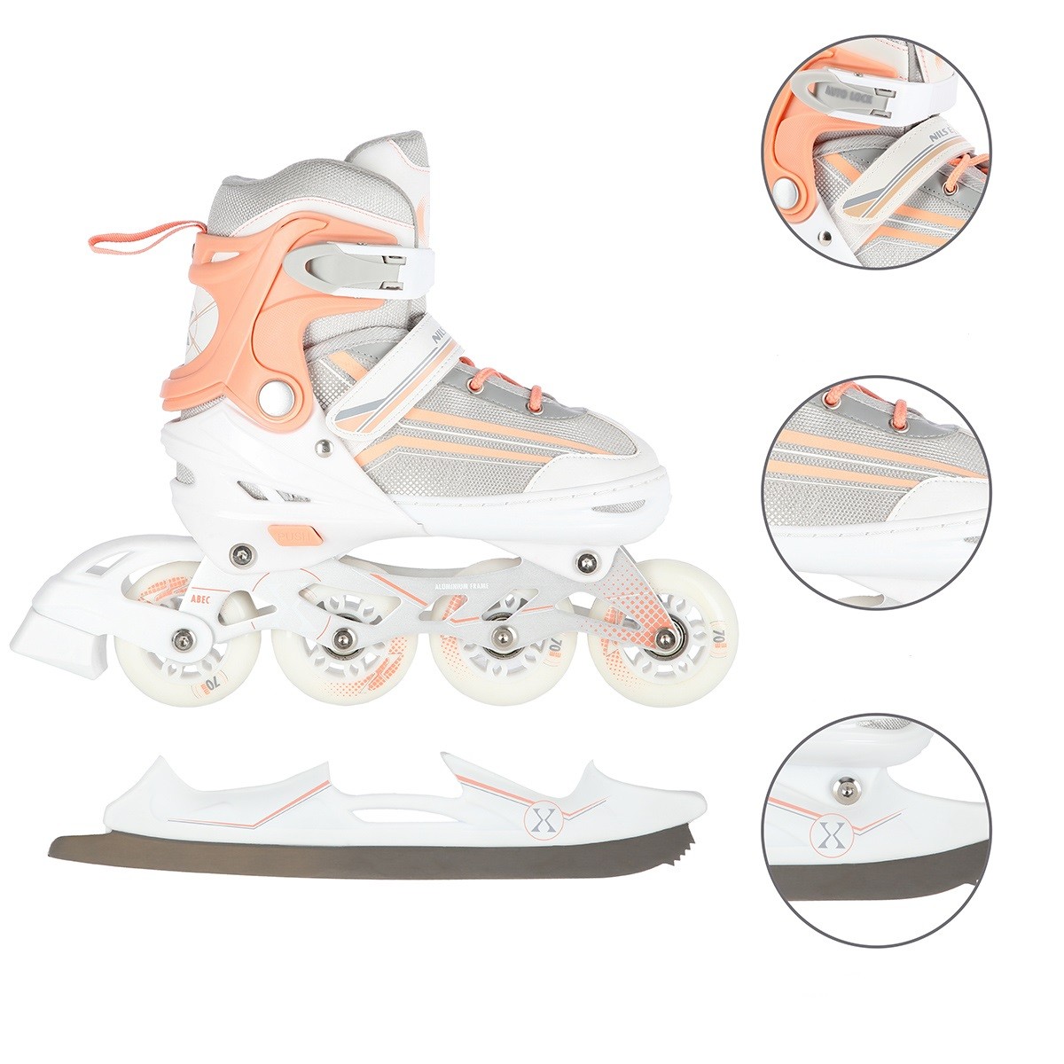 Role Reglabile 2in1 Nils Extreme NH18190 Alb/Roz [8]