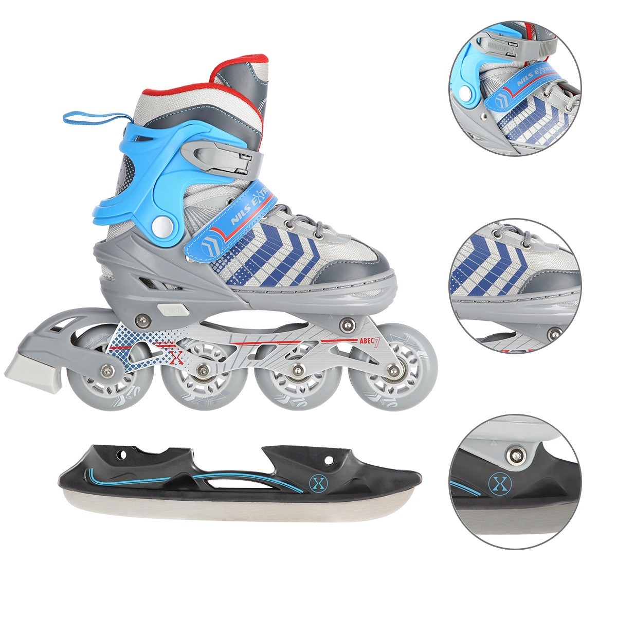 Role Reglabile 4in1 Nils Extreme NH18192 Gri/Albastru [11]