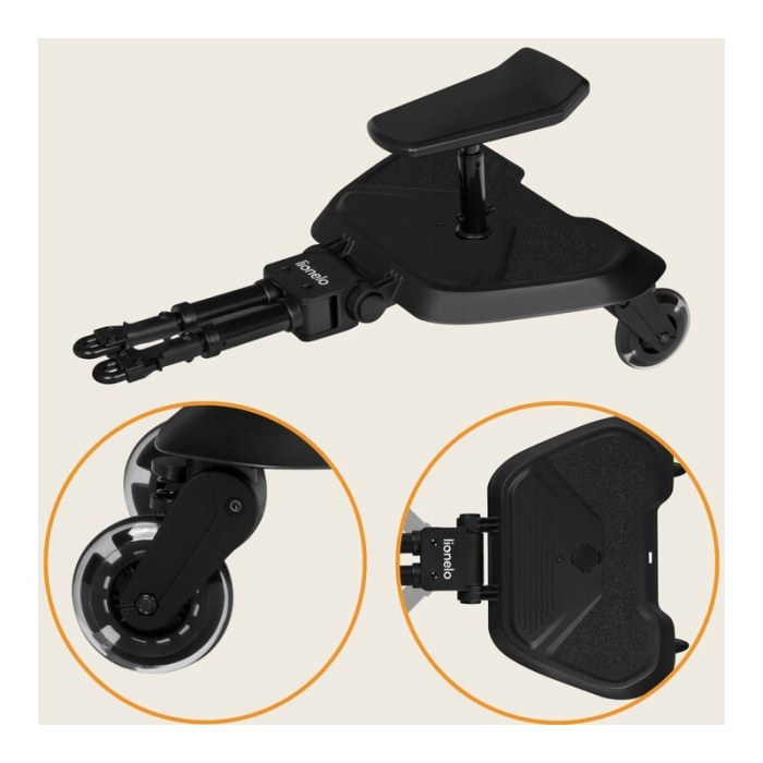 Adaptor universal carucior pentru al doilea copil, Lionelo, Buggy Board, 2 in 1, Sustine 25 kg, Negru [14]