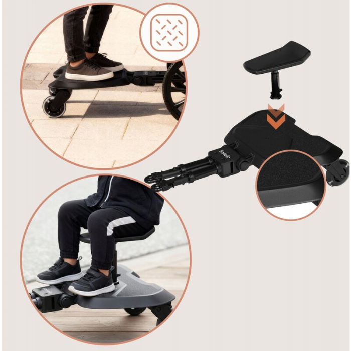 Adaptor universal carucior pentru al doilea copil, Lionelo, Buggy Board, 2 in 1, Sustine 25 kg, Negru [19]