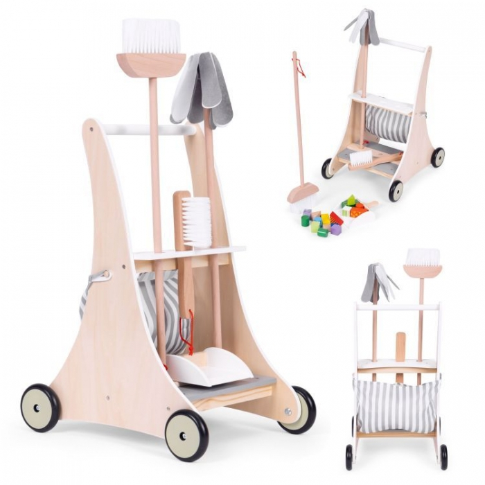 Antemergator din lemn cu aspirator si elemente pentru curatenie Ecotoys W10D200B [3]