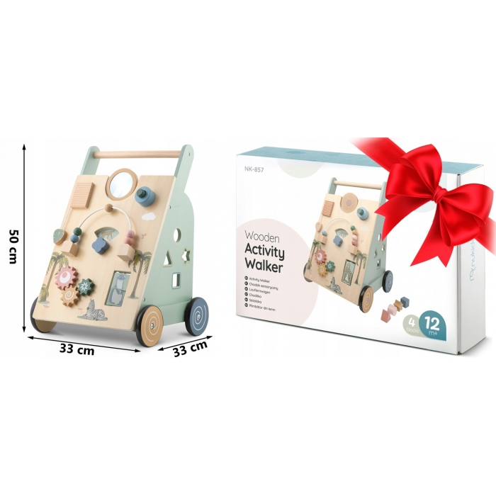 Antemergator educational din lemn cu diverse activitati, 33 x 33 x 50 cm, Nukido NK-857 [9]