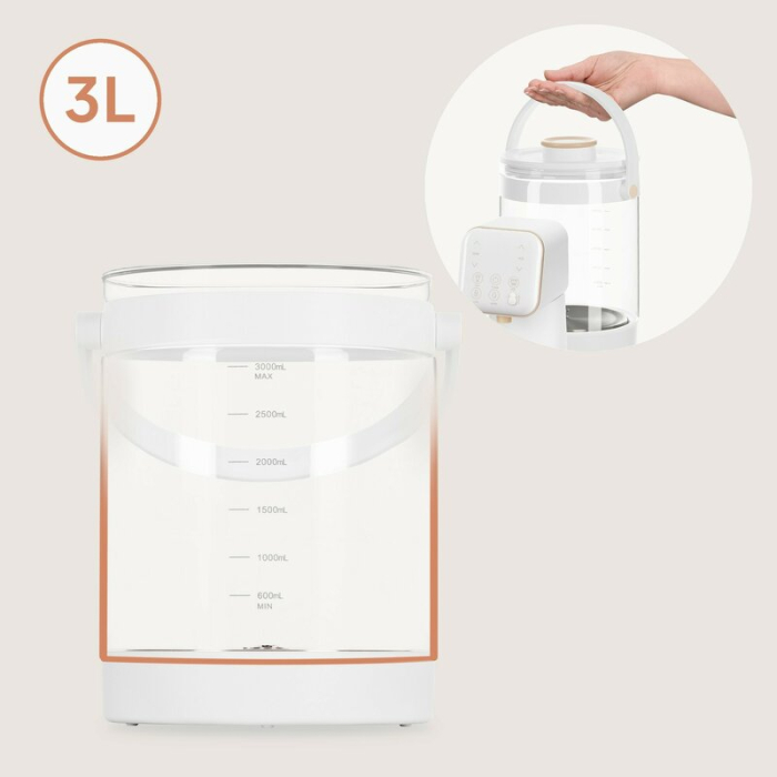 Aparat pentru incalzirea si declorizare apei Lionelo Babypresto 2.0, Pentru lapte parf, Lampa UV, Rezervor 3l, Lumina de noapte, Dozare 30- 300 ml, 1200 W, Afisaj digital, Alb [23]