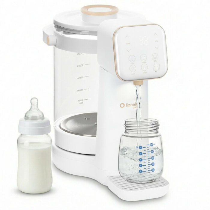 Aparat pentru incalzirea si declorizare apei Lionelo Babypresto 2.0, Pentru lapte parf, Lampa UV, Rezervor 3l, Lumina de noapte, Dozare 30- 300 ml, 1200 W, Afisaj digital, Alb [17]