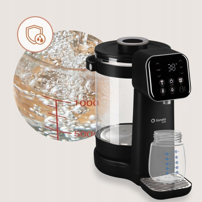 Aparat pentru incalzirea si declorizarea apei, Lionelo, Babypresto 2.0, Pentru lapte parf, Lampa UV, Rezervor 3l, Lumina de noapte, Dozare 30- 300 ml, 1200 W, Afisaj digital, Negru [22]