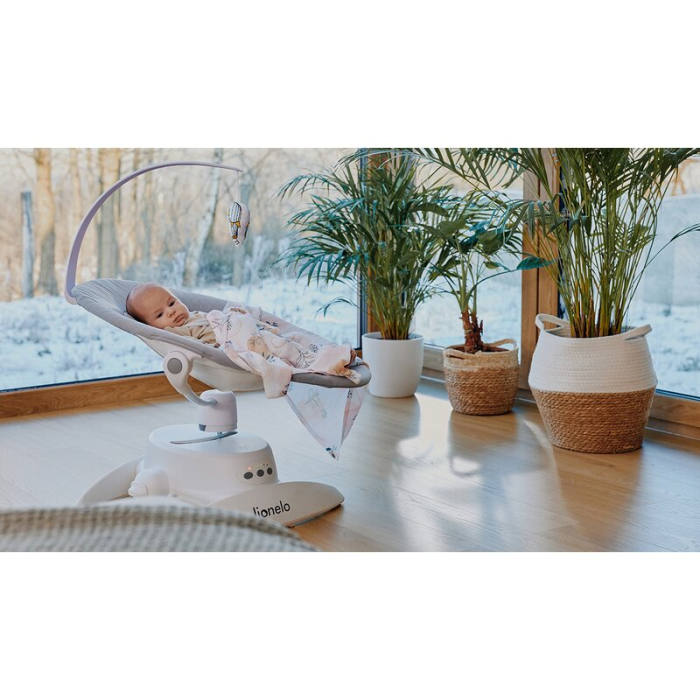 Balansoar, Lionelo, Iris, 2 in 1, Rotire 360 grade, Electric, cu 3 moduri de leganare, cu 5 trepte de viteza, cu 3 pozitii de inclinare, 12 melodii, Silentios, Pana la 9 kg, Bej [25]