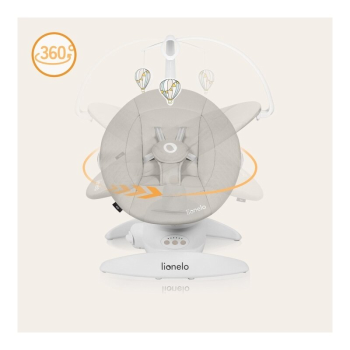 Balansoar, Lionelo, Iris, 2 in 1, Rotire 360 grade, Electric, cu 3 moduri de leganare, cu 5 trepte de viteza, cu 3 pozitii de inclinare, 12 melodii, Silentios, Pana la 9 kg, Bej [29]