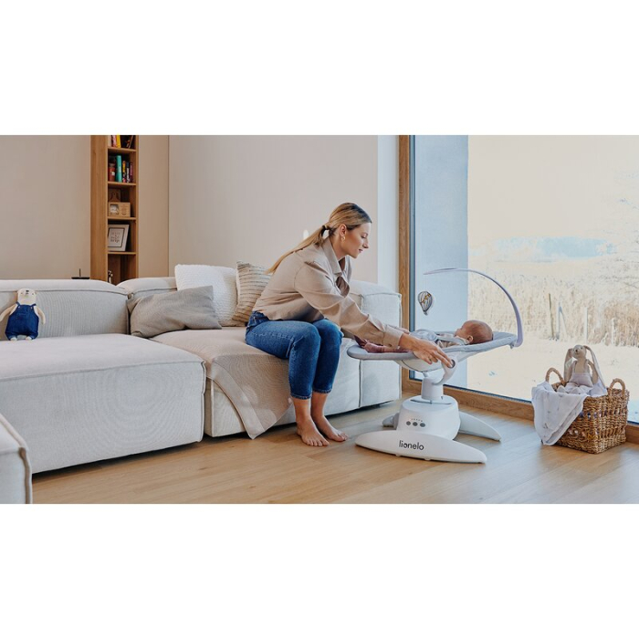 Balansoar, Lionelo, Iris, 2 in 1, Rotire 360 grade, Electric, cu 3 moduri de leganare, cu 5 trepte de viteza, cu 3 pozitii de inclinare, 12 melodii, Silentios, Pana la 9 kg, Bej [22]