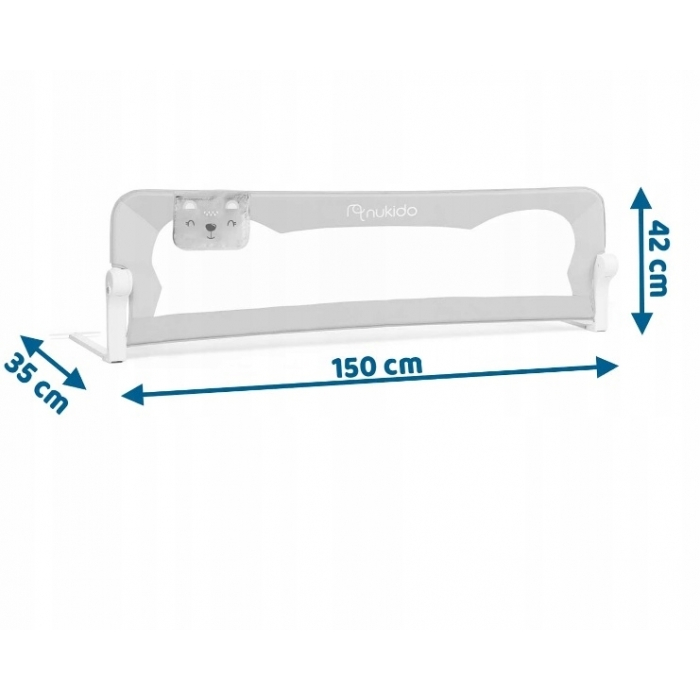 Bariera de protectie pentru pat 150 x 35 x 42 cm Nukido 722200 - Gri [4]