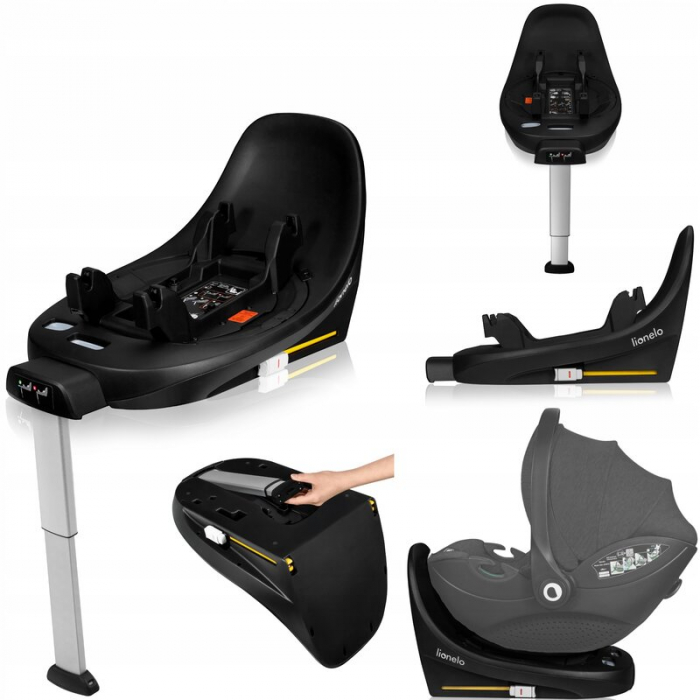 Baza scaun auto i-Size Lionelo Moxie Rotativa 360 cu isofix si picior stabilizator cu indicatori pentru instalare corecta Negru [3]