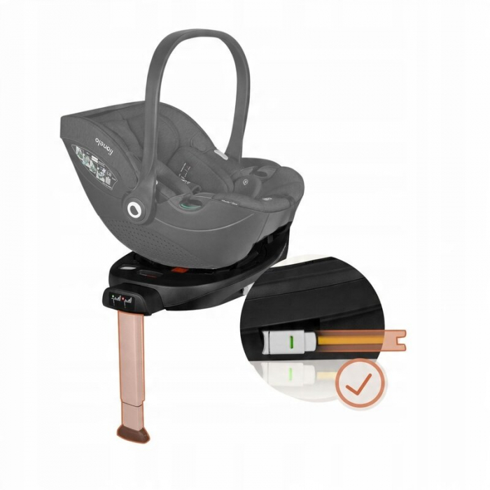 Baza scaun auto i-Size Lionelo Moxie Rotativa 360 cu isofix si picior stabilizator cu indicatori pentru instalare corecta Negru [20]