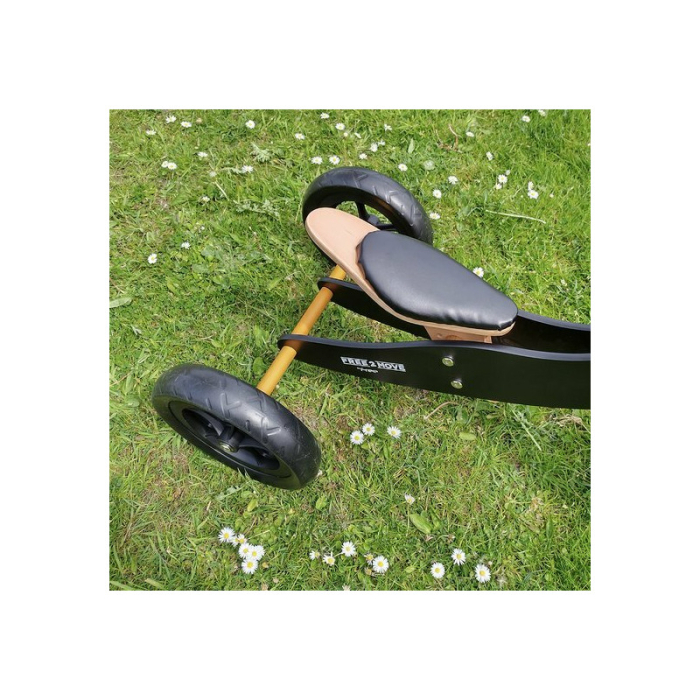 Bicicleta/tricicleta fara pedale, Free2Move, din lemn, 2 in 1, Functie de bicicleta echilibru, Sa reglabila, Manere antiderapante, Roti ajustabile, 18 luni - 3 ani, Brown Black [6]