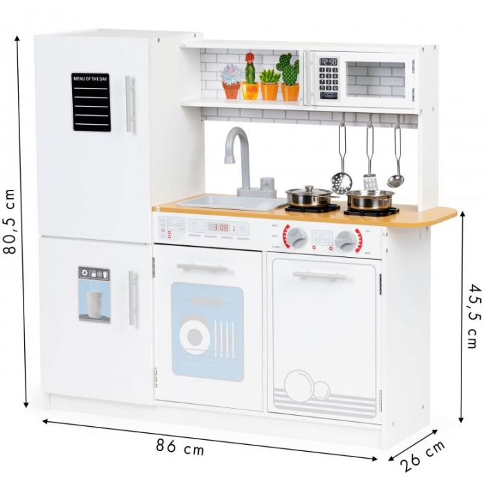 Bucatarie din lemn cu accesorii si LED-uri Ecotoys PLK553 [7]