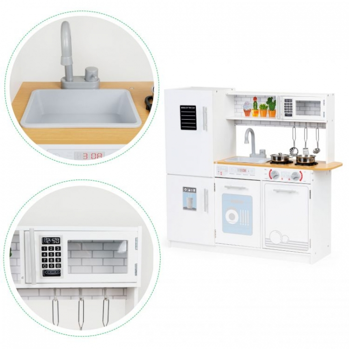 Bucatarie din lemn cu accesorii si LED-uri Ecotoys PLK553 [5]