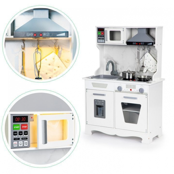 Bucatarie din lemn cu sunete, lumini si accesorii, Ecotoys TL10181 [8]