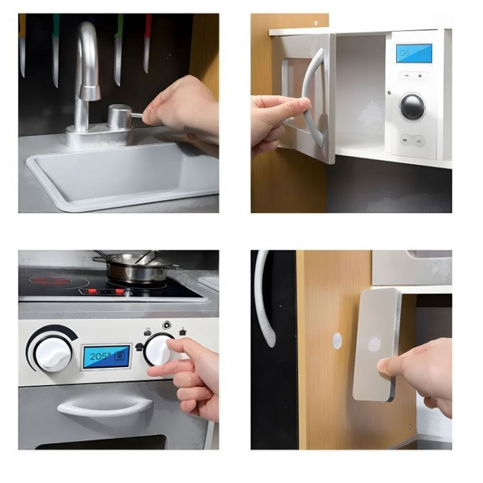 Bucatarie din lemn pentru copii cu accesorii, 90.3 x 31 x 90 cm, Ecotoys TL053001 [5]