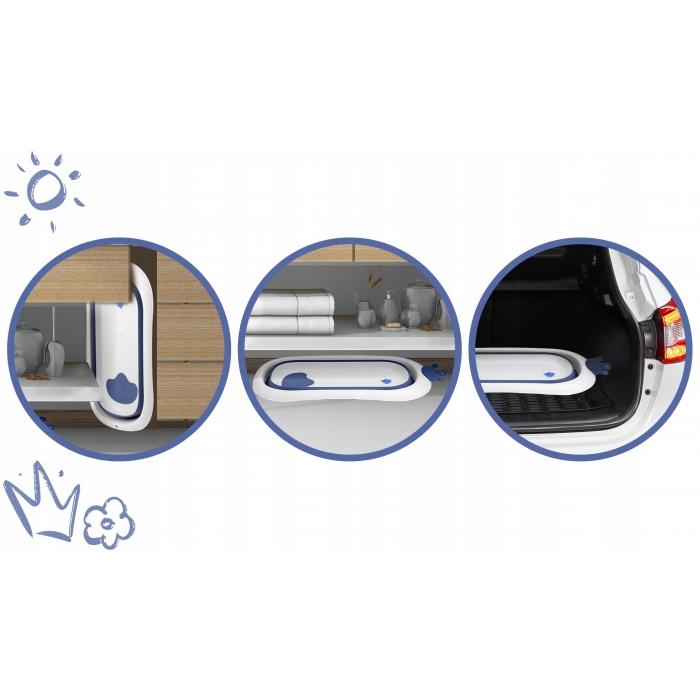 Cadita de baie cu dop de scurgere si pernita inclusa Ricokids RK-280 - Albastru [4]