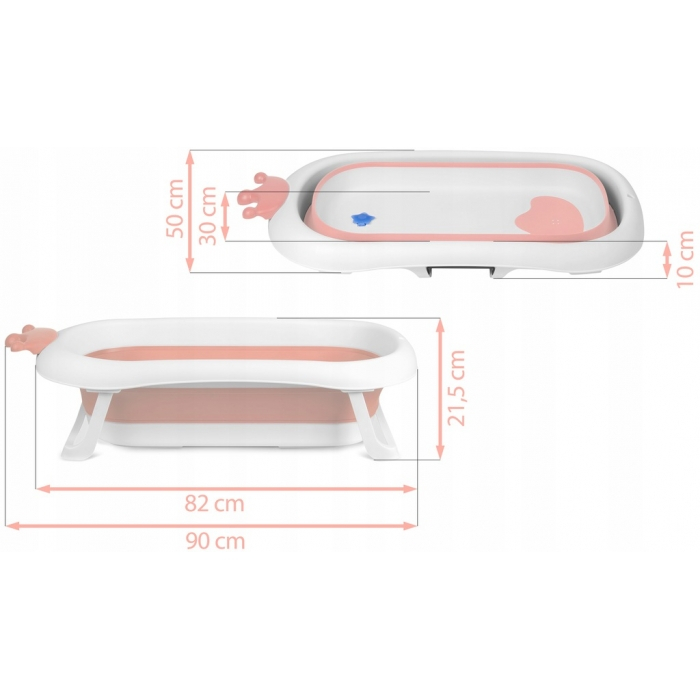 Cadita de baie cu dop de scurgere si pernita inclusa Ricokids RK-280 - Roz [10]