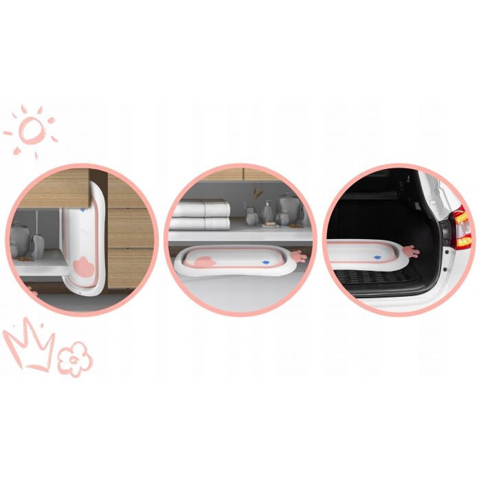 Cadita de baie cu dop de scurgere si pernita inclusa Ricokids RK-280 - Roz [4]