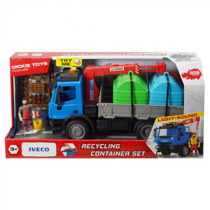Camion Dickie Toys Playlife Iveco Recycling Container Set cu figurina si accesorii [7]