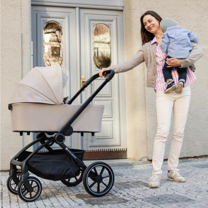 Carucior 2 in 1, Petite&Mars, Scout, Cu landou pliabil, Reversibil, Spatar si suport de picioare reglabile in 3 pozitii, Maner ajustabil, Cu accesorii, Pana la 22 kg, 0 luni+, Bej [4]