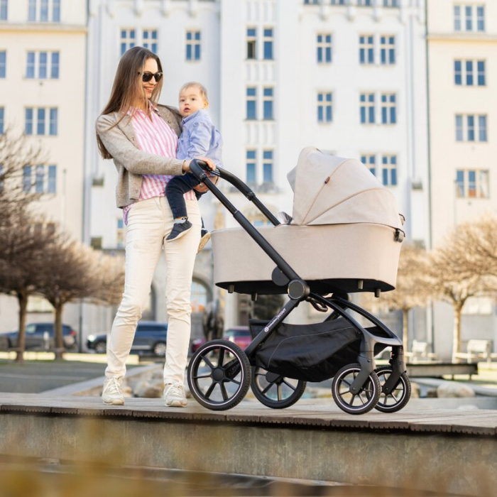 Carucior 2 in 1, Petite&Mars, Scout, Cu landou pliabil, Reversibil, Spatar si suport de picioare reglabile in 3 pozitii, Maner ajustabil, Cu accesorii, Pana la 22 kg, 0 luni+, Bej [27]
