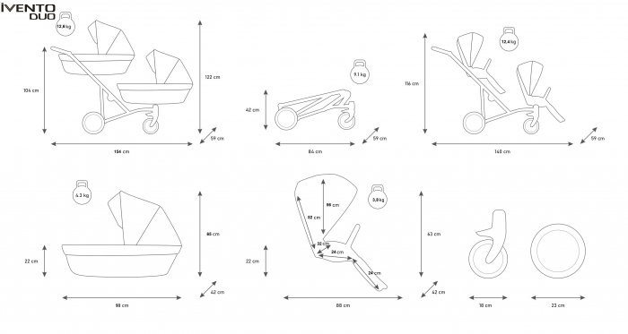 Carucior 3in1 pentru gemeni Ivento Duo Kunert [21]