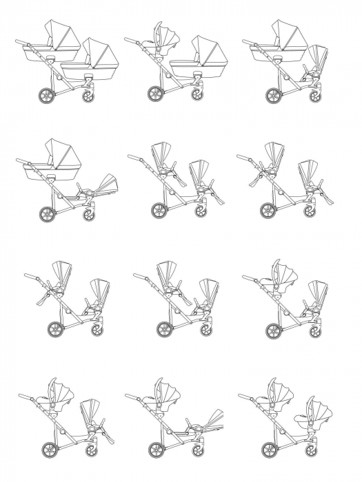 Carucior 3in1 pentru gemeni Ivento Duo Kunert [22]