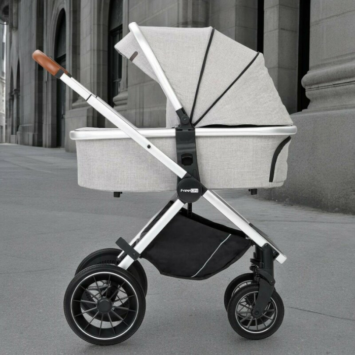 Carucior 3 in 1 FreeON Joy reversibil cu cadru din aluminiu Gri [17]