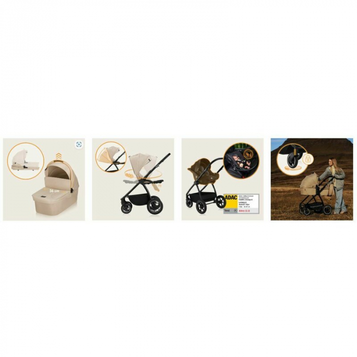 Carucior 3 in 1 Lionelo Meril cu landou de dimensiune XL Reversibil cu scoica auto [28]