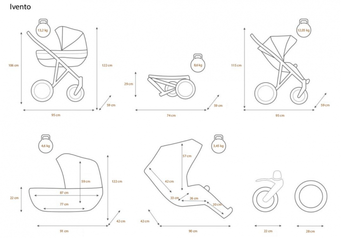 Carucior 3in1 Ivento Premium Kunert cu cos Carlo [49]