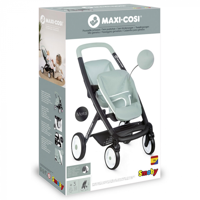 Carucior pentru papusi Smoby Maxi Cosi Twin albastru [6]