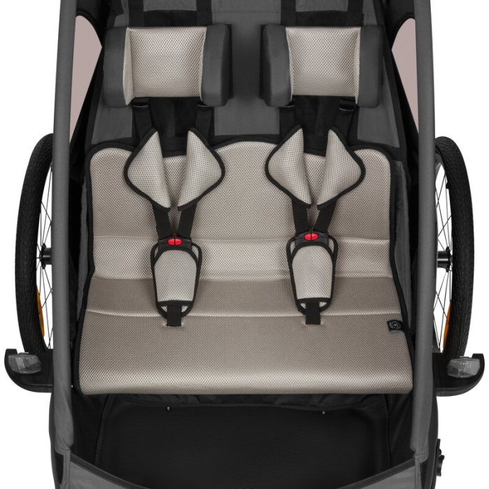 Carucior si remorca de bicicleta, Lionelo, Cama, Multifunctional, pentru 1 sau 2 copii, Geamuri cu protectie solara, Negru [15]