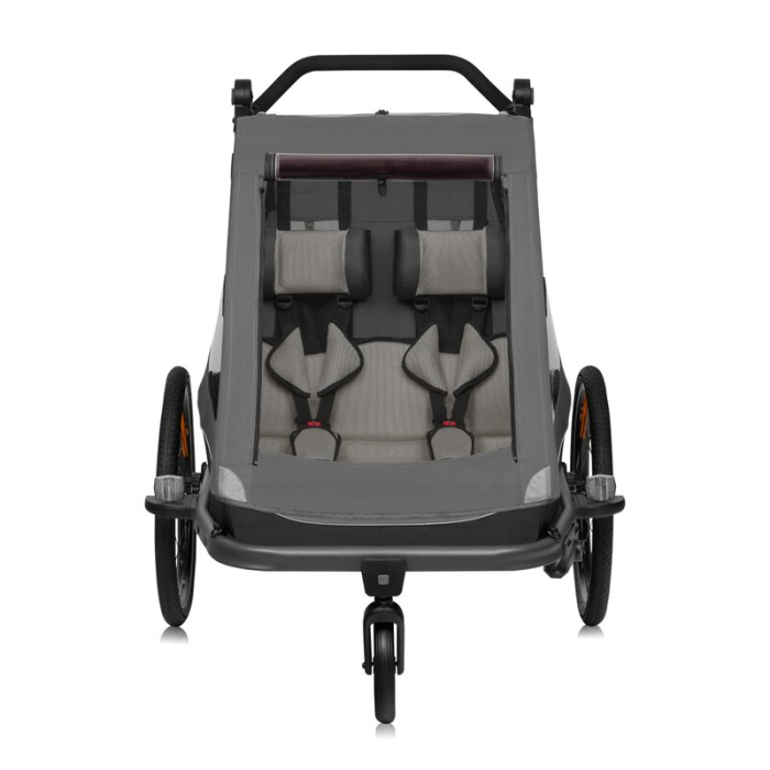 Carucior si remorca de bicicleta, Lionelo, Cama, Multifunctional, pentru 1 sau 2 copii, Geamuri cu protectie solara, Negru [13]