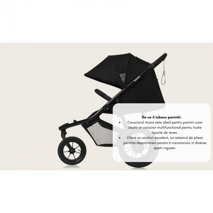 Carucior sport Lionelo Azura cu 3 roti cu baldachin XXL impermeabil [42]