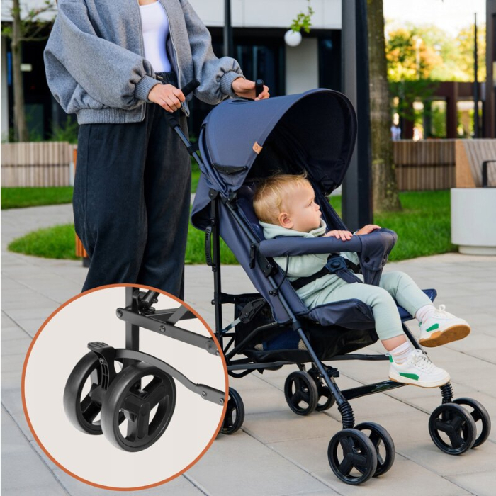 Carucior sport, Lionelo, Elia, Cu plasa de tantari, Suport de picioare reglabil, Spatar ajustabil in 4 pozitii, Capotina XXL, Pliere tip umbrela, Capacitate 15 kg, 6 luni+, EN 1888, Negru [18]