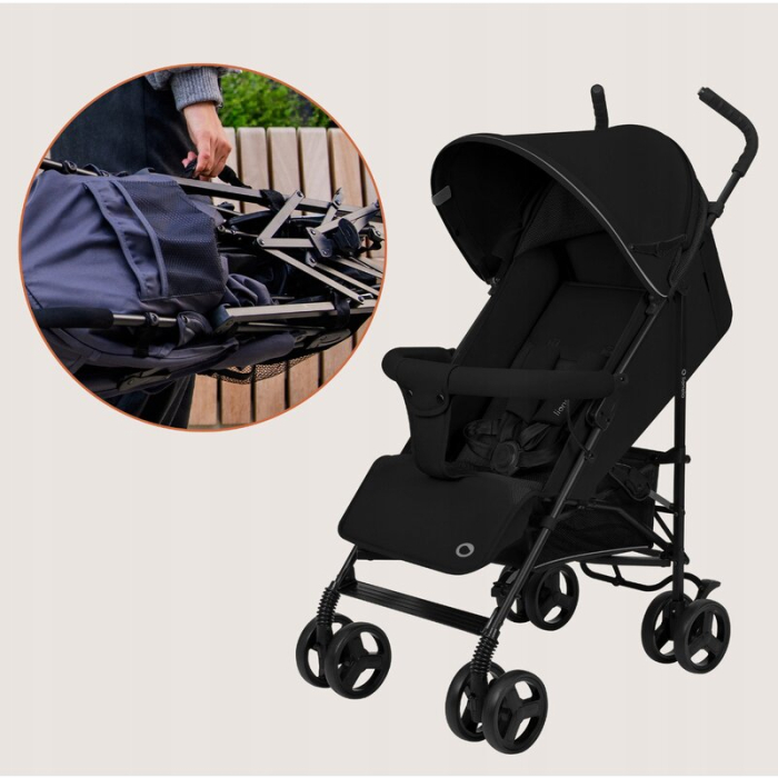 Carucior sport, Lionelo, Elia, Cu plasa de tantari, Suport de picioare reglabil, Spatar ajustabil in 4 pozitii, Capotina XXL, Pliere tip umbrela, Capacitate 15 kg, 6 luni+, EN 1888, Negru [21]