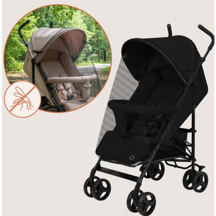 Carucior sport, Lionelo, Elia, Cu plasa de tantari, Suport de picioare reglabil, Spatar ajustabil in 4 pozitii, Capotina XXL, Pliere tip umbrela, Capacitate 15 kg, 6 luni+, EN 1888, Negru [16]