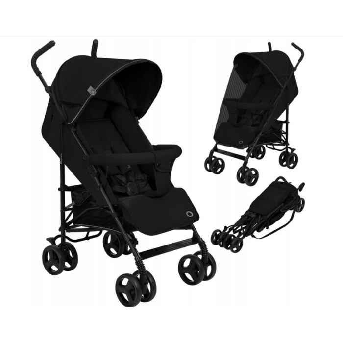 Carucior sport, Lionelo, Elia, Cu plasa de tantari, Suport de picioare reglabil, Spatar ajustabil in 4 pozitii, Capotina XXL, Pliere tip umbrela, Capacitate 15 kg, 6 luni+, EN 1888, Negru [4]