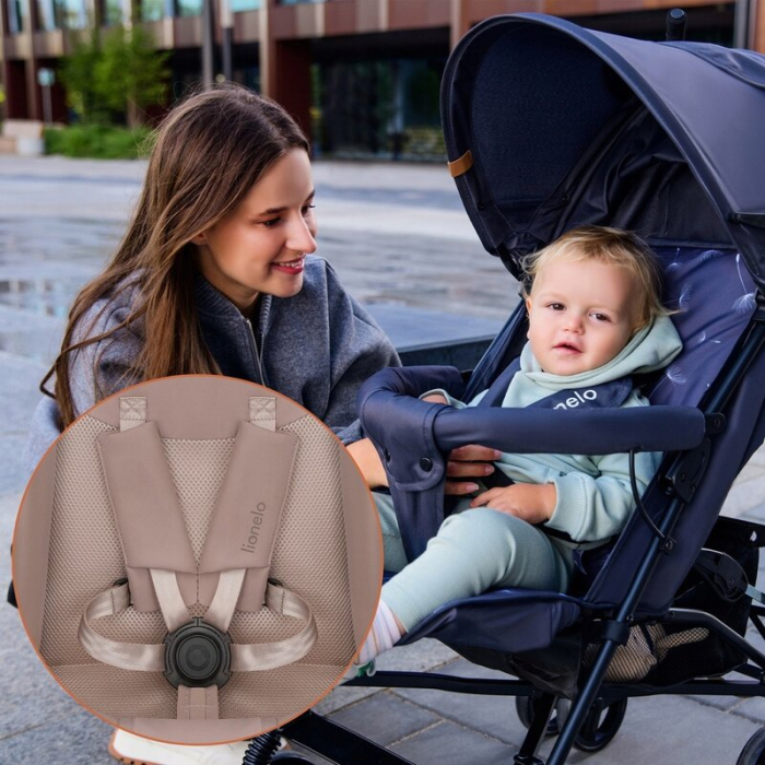 Carucior sport, Lionelo, Elia, Cu plasa de tantari, Suport de picioare reglabil, Spatar ajustabil in 4 pozitii, Capotina XXL, Pliere tip umbrela, Capacitate 15 kg, 6 luni+, EN 1888, Bej Taupe [17]