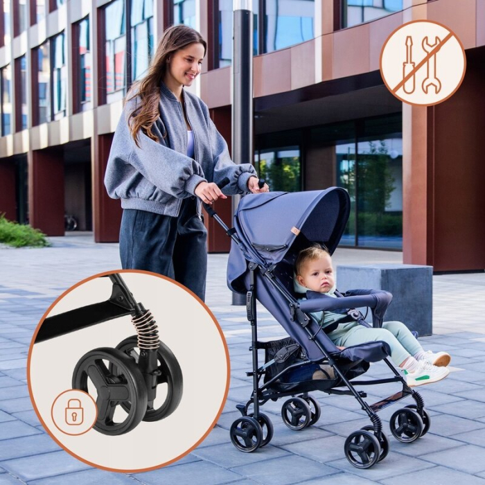 Carucior sport, Lionelo, Elia, Cu plasa de tantari, Suport de picioare reglabil, Spatar ajustabil in 4 pozitii, Capotina XXL, Pliere tip umbrela, Capacitate 15 kg, 6 luni+, EN 1888, Bej Taupe [23]