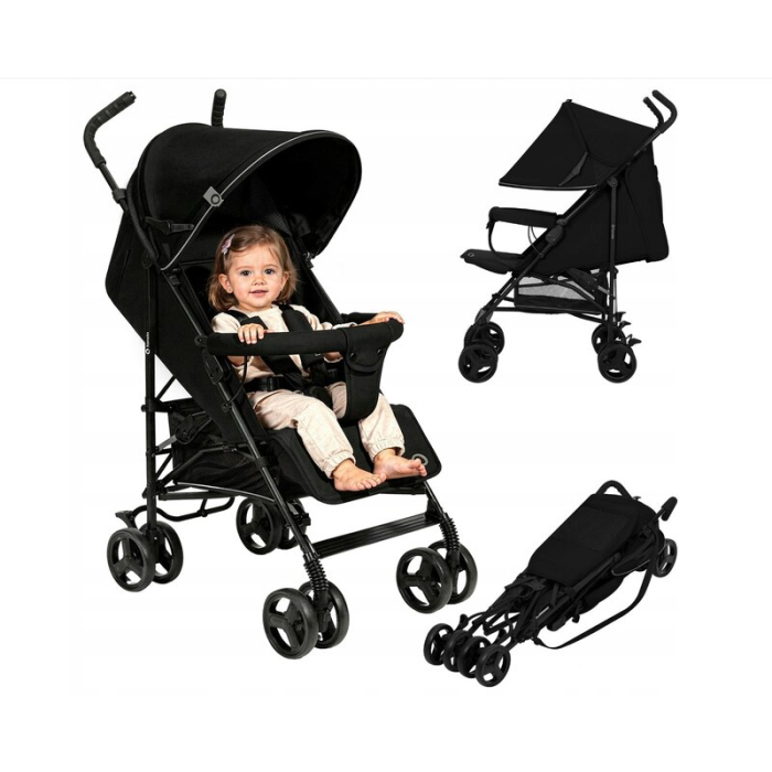 Carucior sport, Lionelo, Elia, Cu plasa de tantari, Suport de picioare reglabil, Spatar ajustabil in 4 pozitii, Capotina XXL, Pliere tip umbrela, Capacitate 15 kg, 6 luni+, EN 1888, Negru [3]