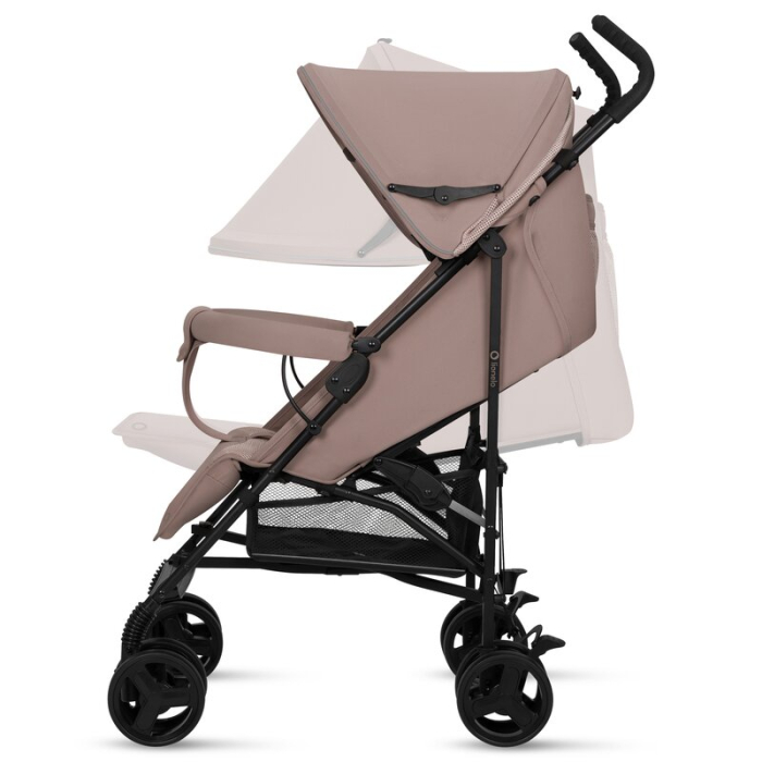 Carucior sport, Lionelo, Elia, Cu plasa de tantari, Suport de picioare reglabil, Spatar ajustabil in 4 pozitii, Capotina XXL, Pliere tip umbrela, Capacitate 15 kg, 6 luni+, EN 1888, Bej Taupe [8]