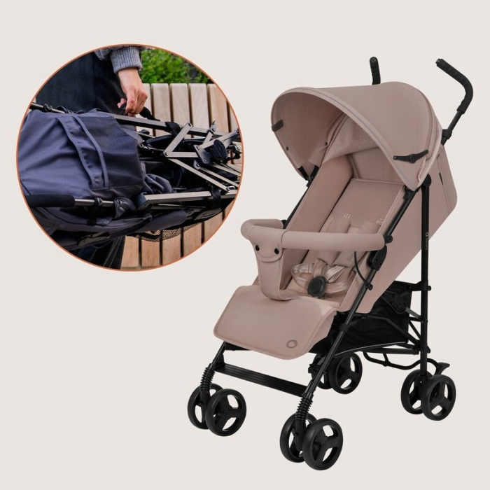 Carucior sport, Lionelo, Elia, Cu plasa de tantari, Suport de picioare reglabil, Spatar ajustabil in 4 pozitii, Capotina XXL, Pliere tip umbrela, Capacitate 15 kg, 6 luni+, EN 1888, Bej Taupe [18]